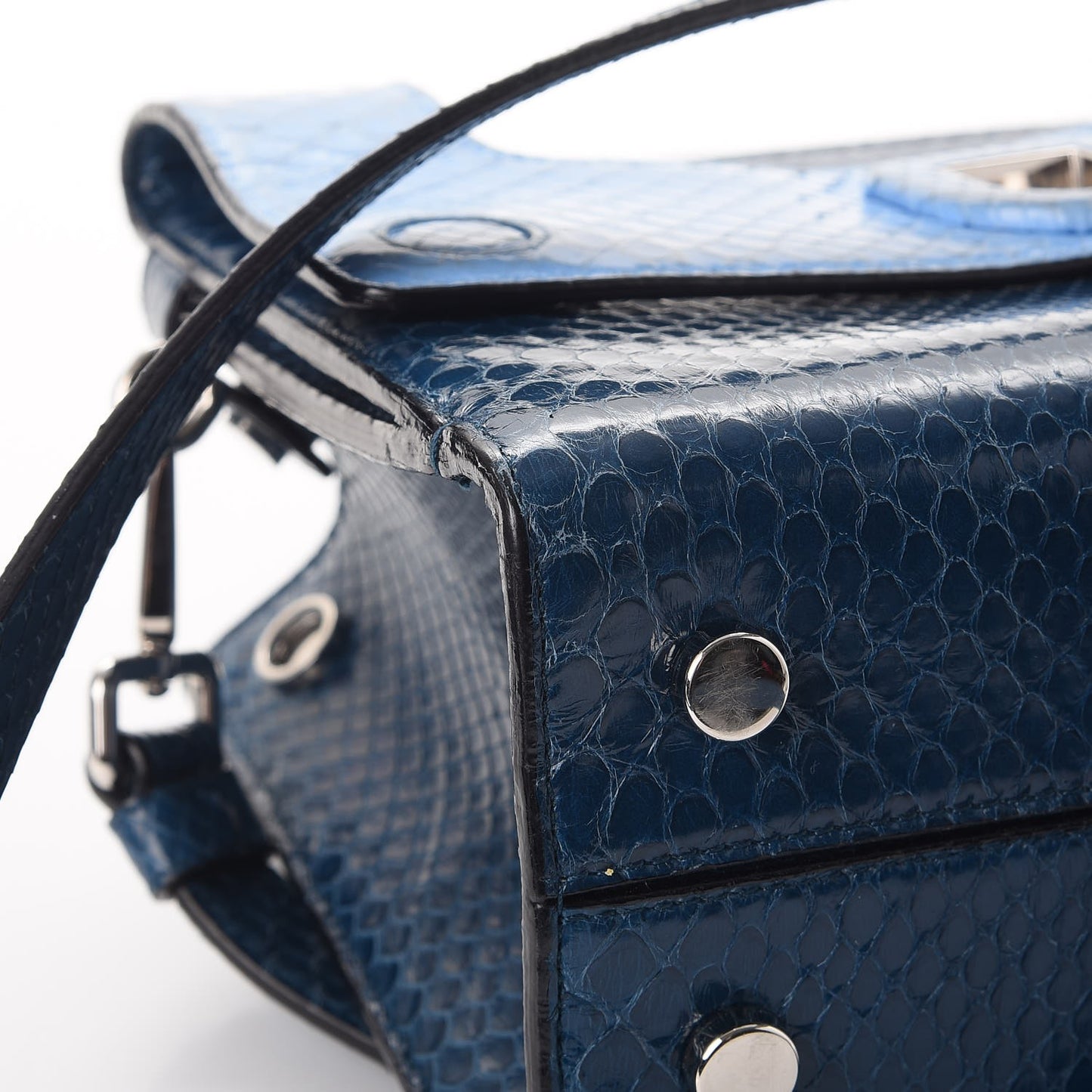 Python Mini Diorever Flap Blue