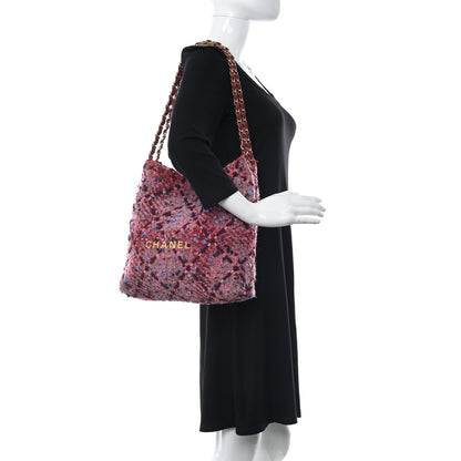 Chanel Tweed Quilted Chanel 22 Pink Burgundy 2 of 11