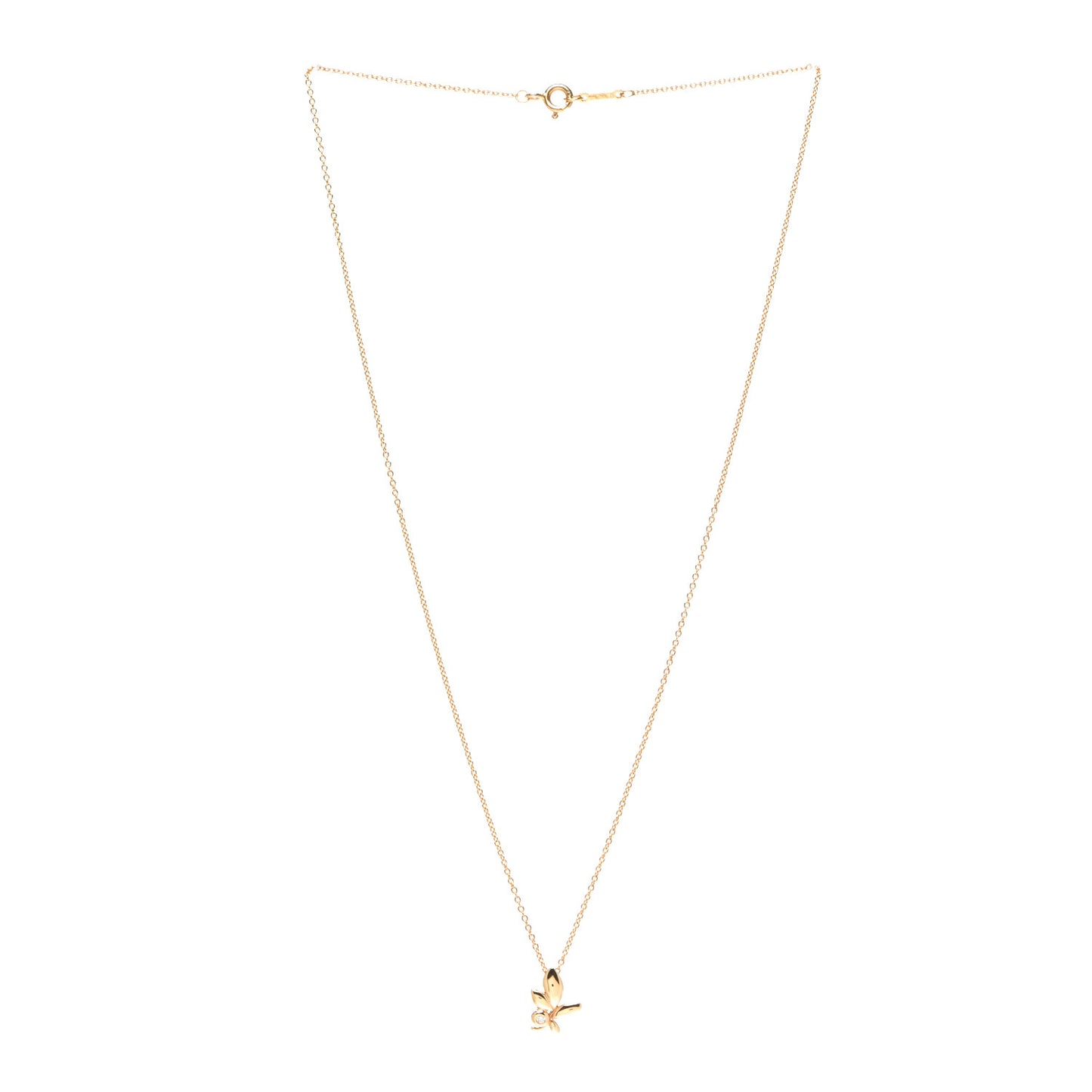 18K Rose Gold Diamond Paloma Picasso Olive Leaf Pendant Necklace