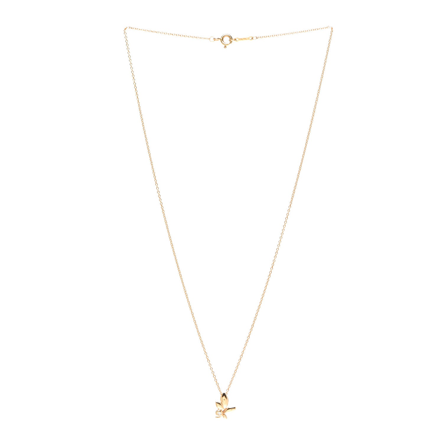 Tiffany 18K Rose Gold Diamond Paloma Picasso Olive Leaf Pendant Necklace 3 of 6