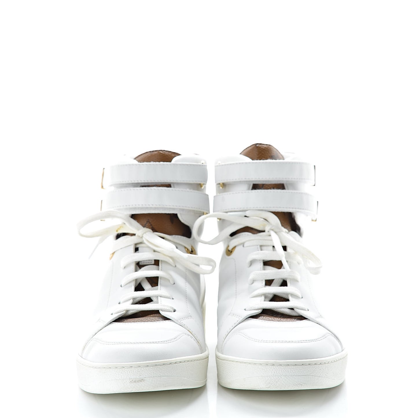 Calfskin Reverse Monogram Boombox High Top Sneakers 38.5 White