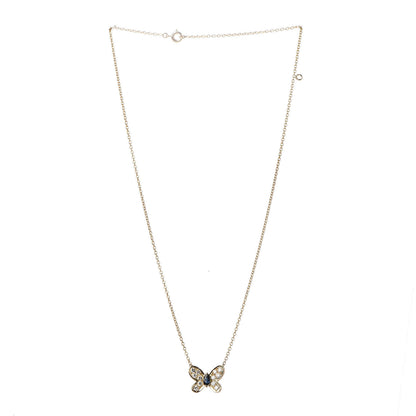 Van Cleef & Arpels 18K Yellow Gold Diamond Blue Sapphire Butterfly Pendant Necklace 3 of 7