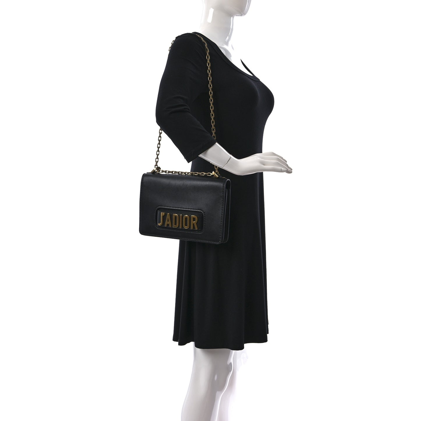 Calfskin J'Adior Chain Flap Bag Black