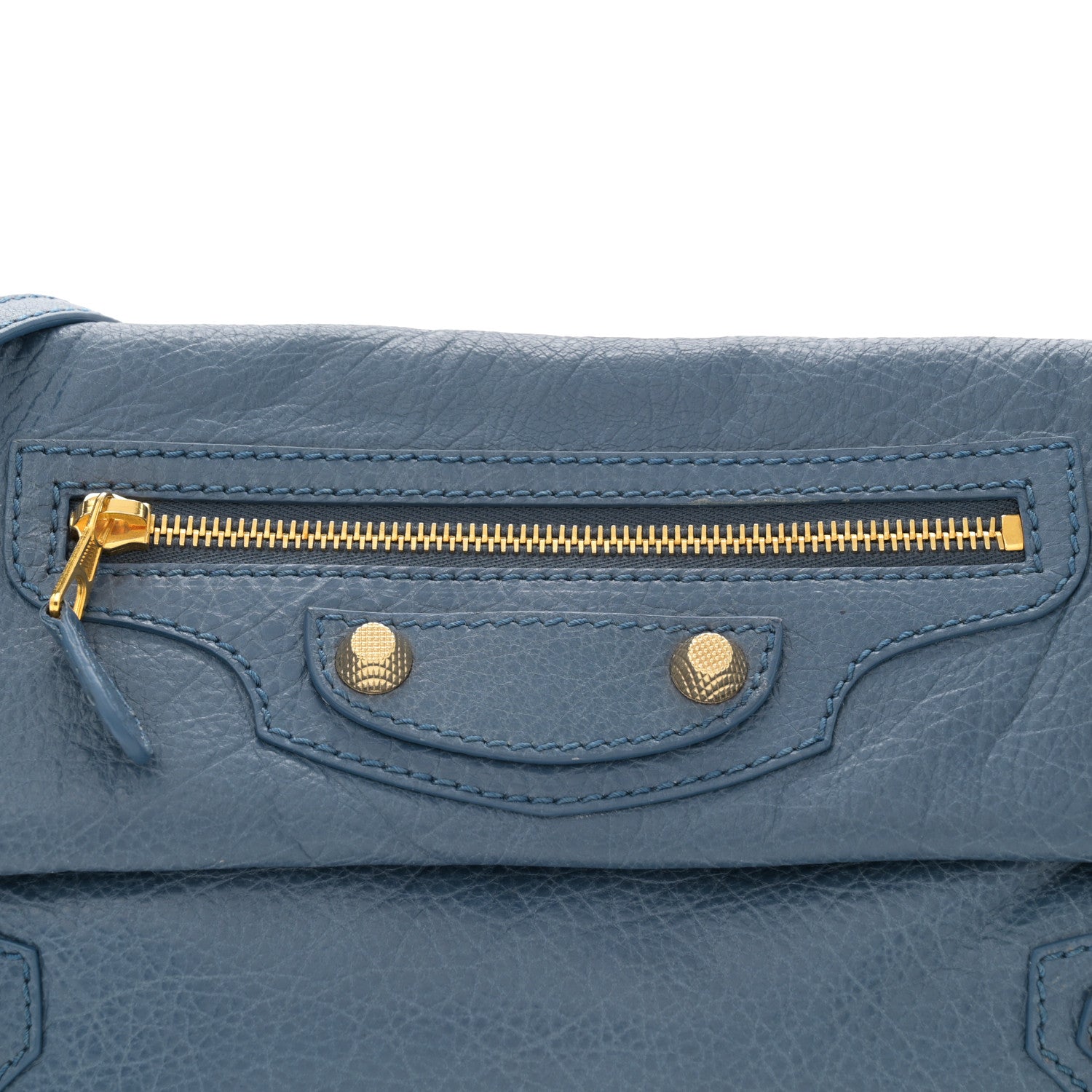 Balenciaga Agneau Giant 12 Gold Hardware Envelope Strap Clutch Bleu Persan 10 of 13