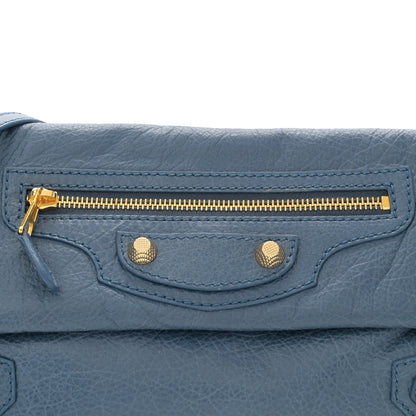 Balenciaga Agneau Giant 12 Gold Hardware Envelope Strap Clutch Bleu Persan 10 of 13