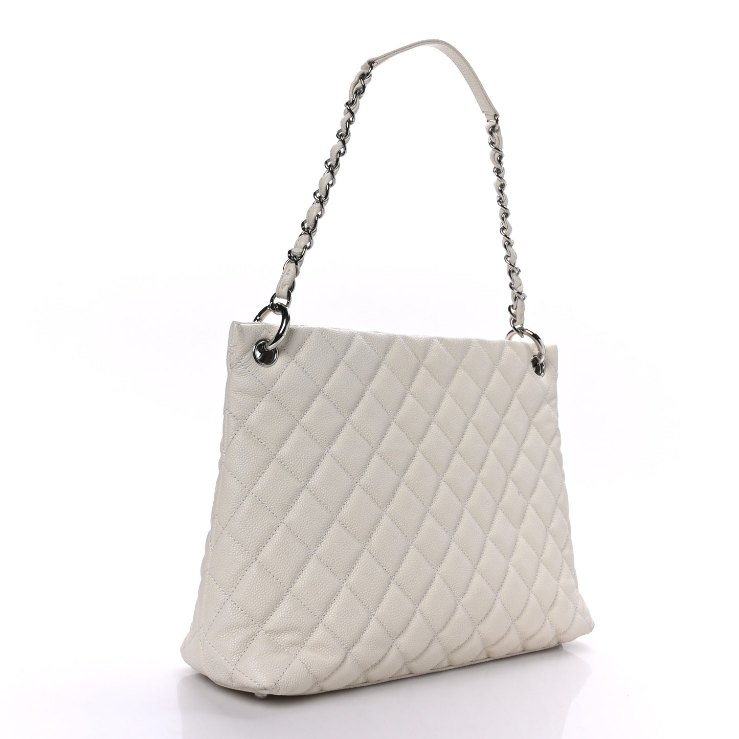 Caviar Quilted Easy Zip Tote White