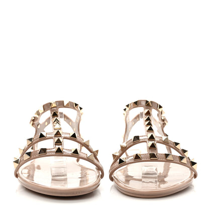 Valentino Garavani PVC Jelly Rockstud Caged Sandals 38 Poudre 2 of 8