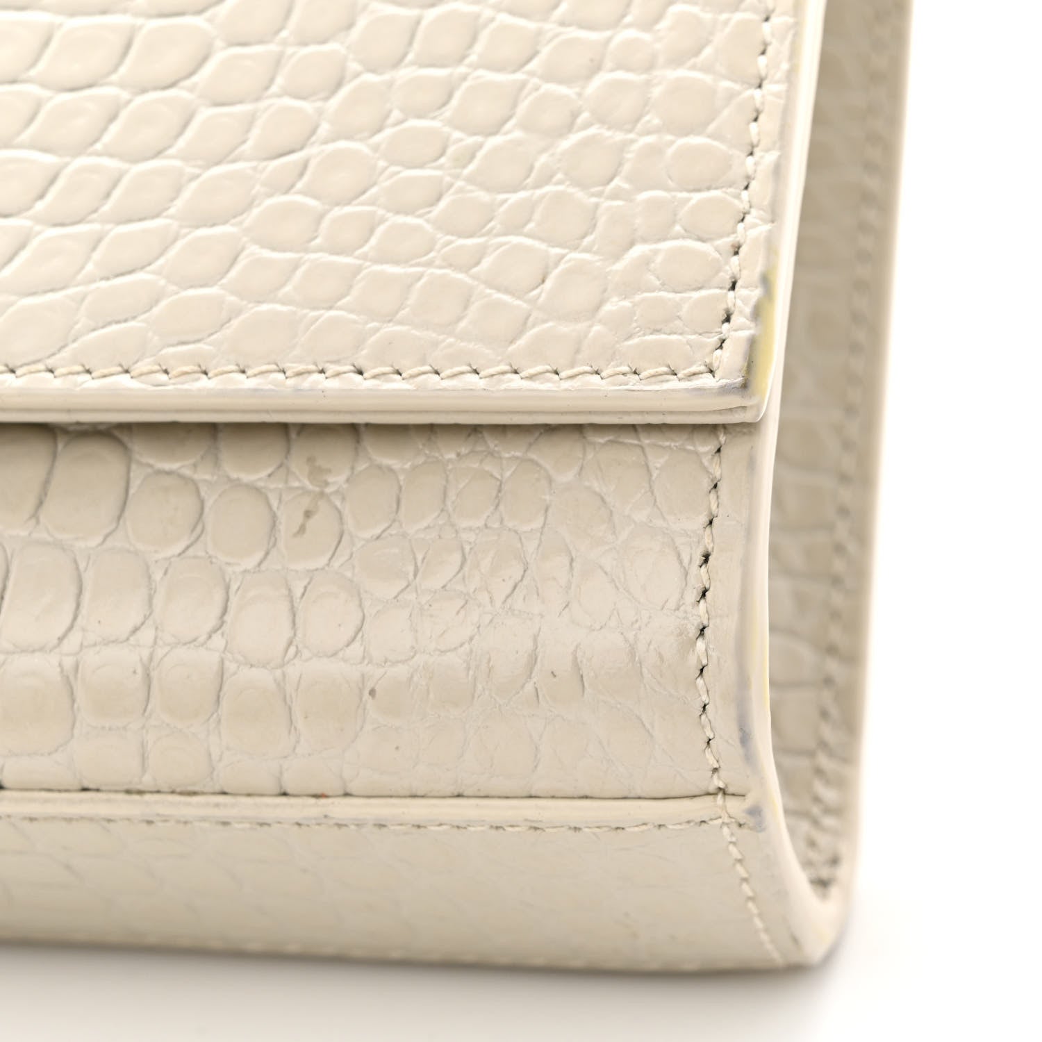 Saint Laurent Calfskin Crocodile Embossed Medium Classic Monogram Kate Tassel Satchel Crema Soft 11 of 15