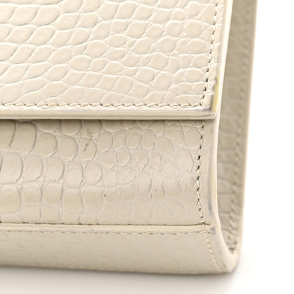 Saint Laurent Calfskin Crocodile Embossed Medium Classic Monogram Kate Tassel Satchel Crema Soft 11 of 15