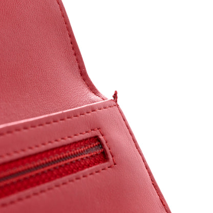 Chanel Lambskin Camellia Embossed Flap Wallet Red 8 of 11