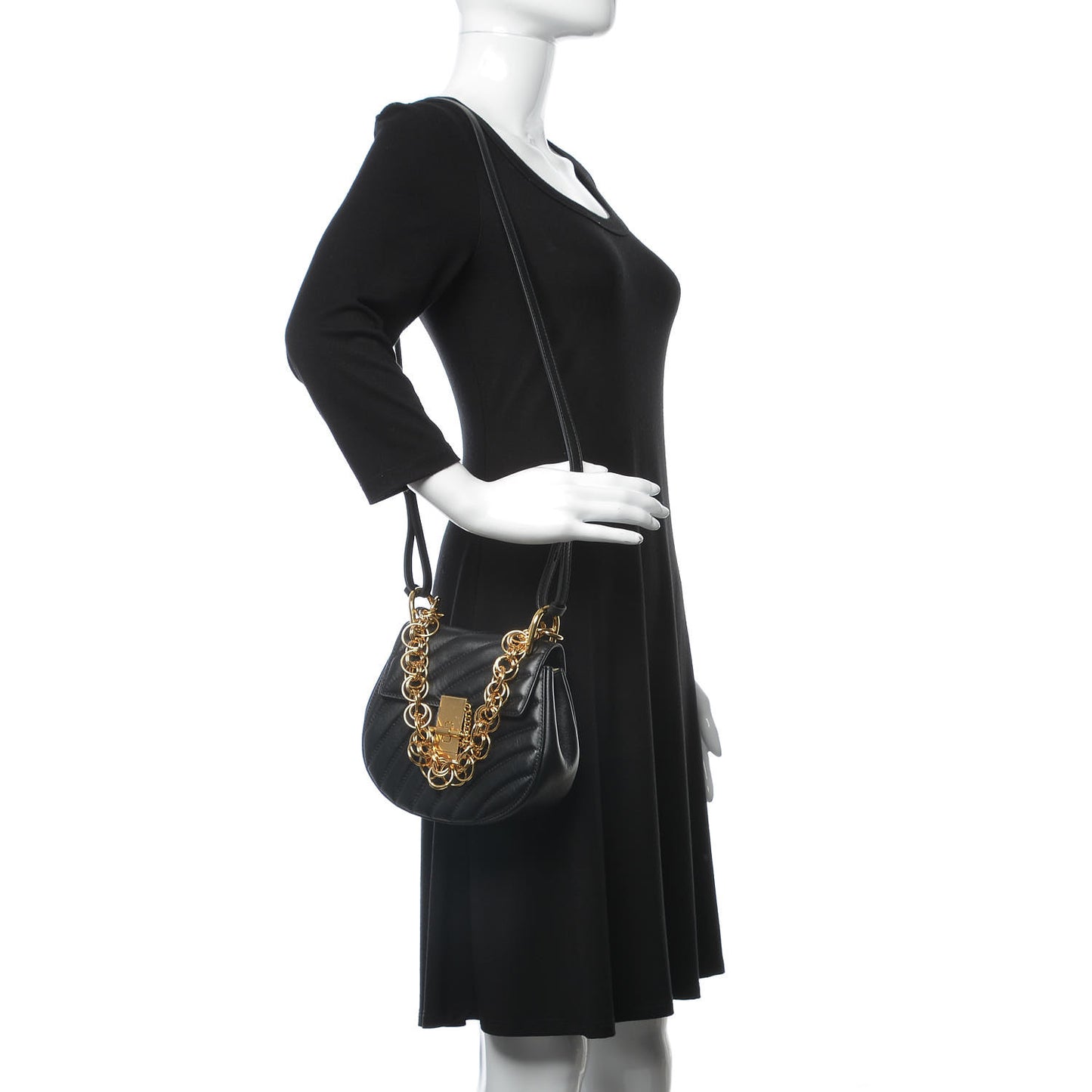 Calfskin Quilted Mini Drew Bijou Shoulder Bag Black