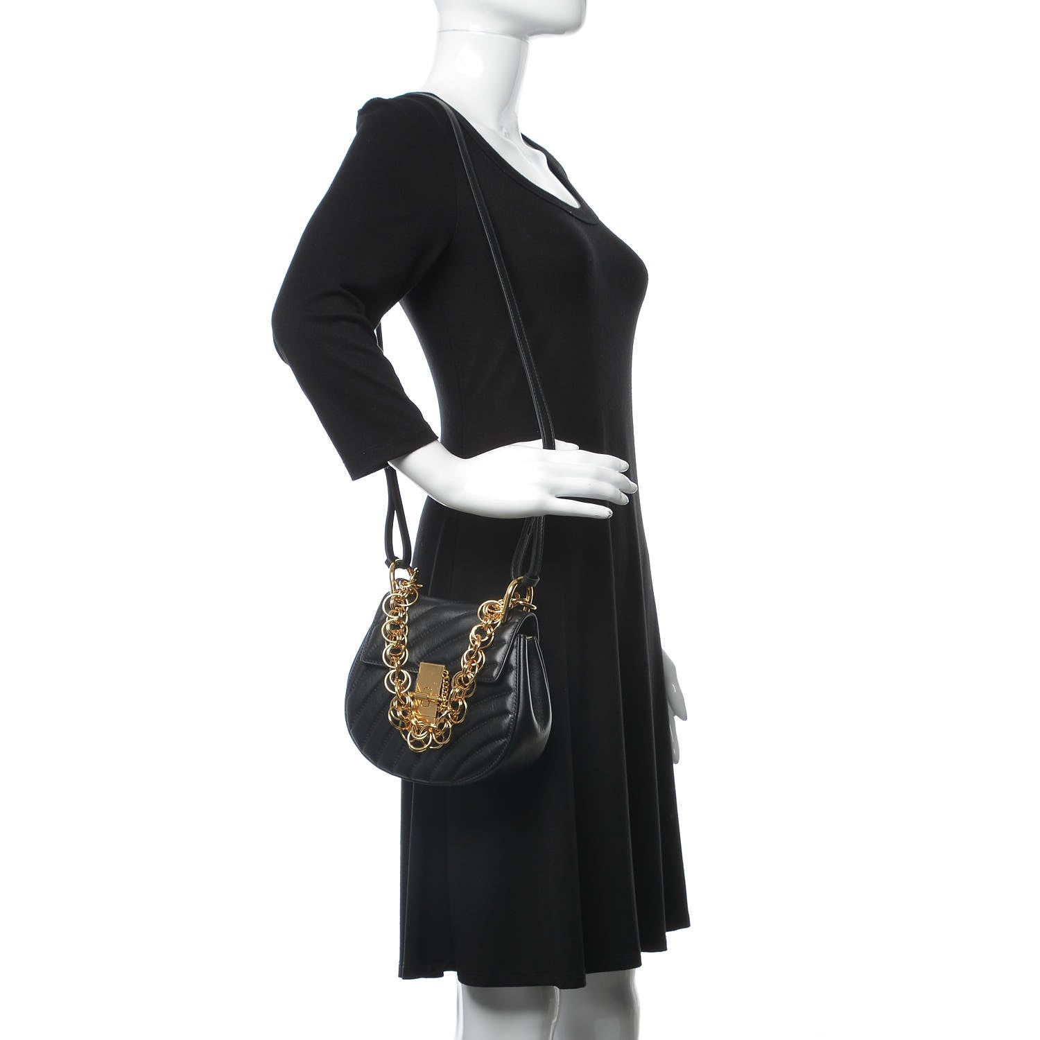 Chloe Calfskin Quilted Mini Drew Bijou Shoulder Bag Black 2 of 9