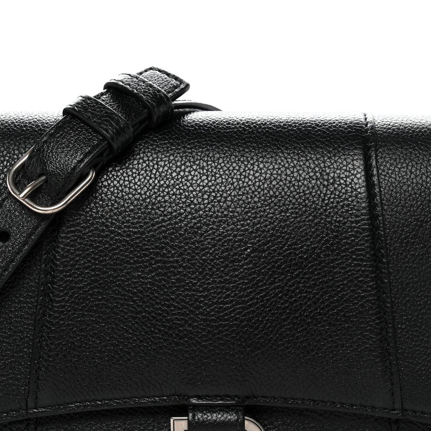 Grained Calfskin Small Hourglass Sling Shoulder Bag Black