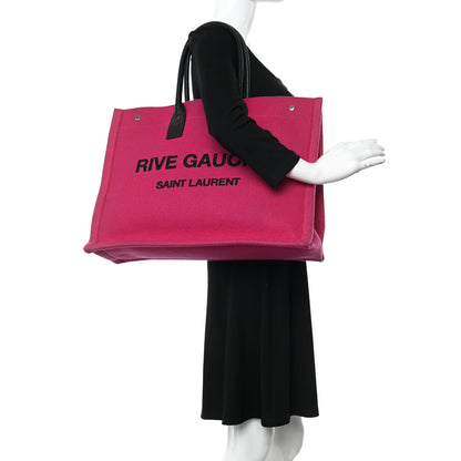 Saint Laurent Wool Rive Gauche Tote Fuchsia 2 of 15