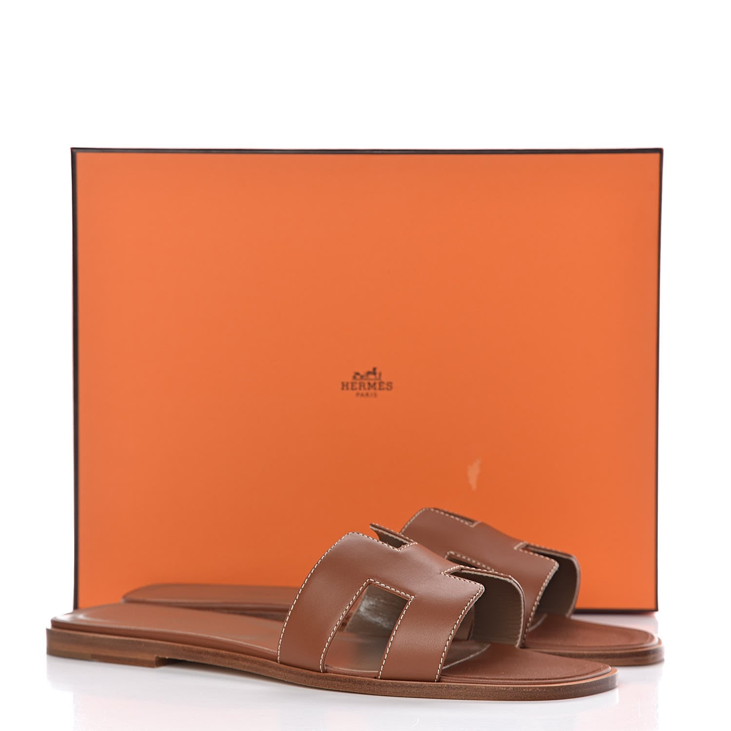 Hermes Box Calfskin Oran Sandals 40.5 Gold 8 of 8