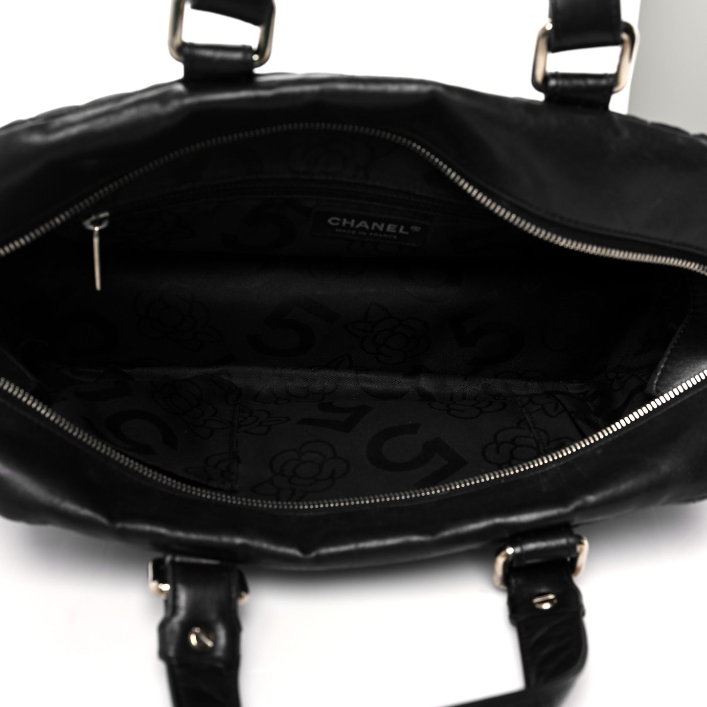 Lambskin Vertical Quilted Mademoiselle Satchel Black