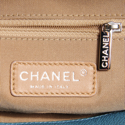 Chanel Caviar Expandable Zip Small Shoulder Bag Blue 5 of 7