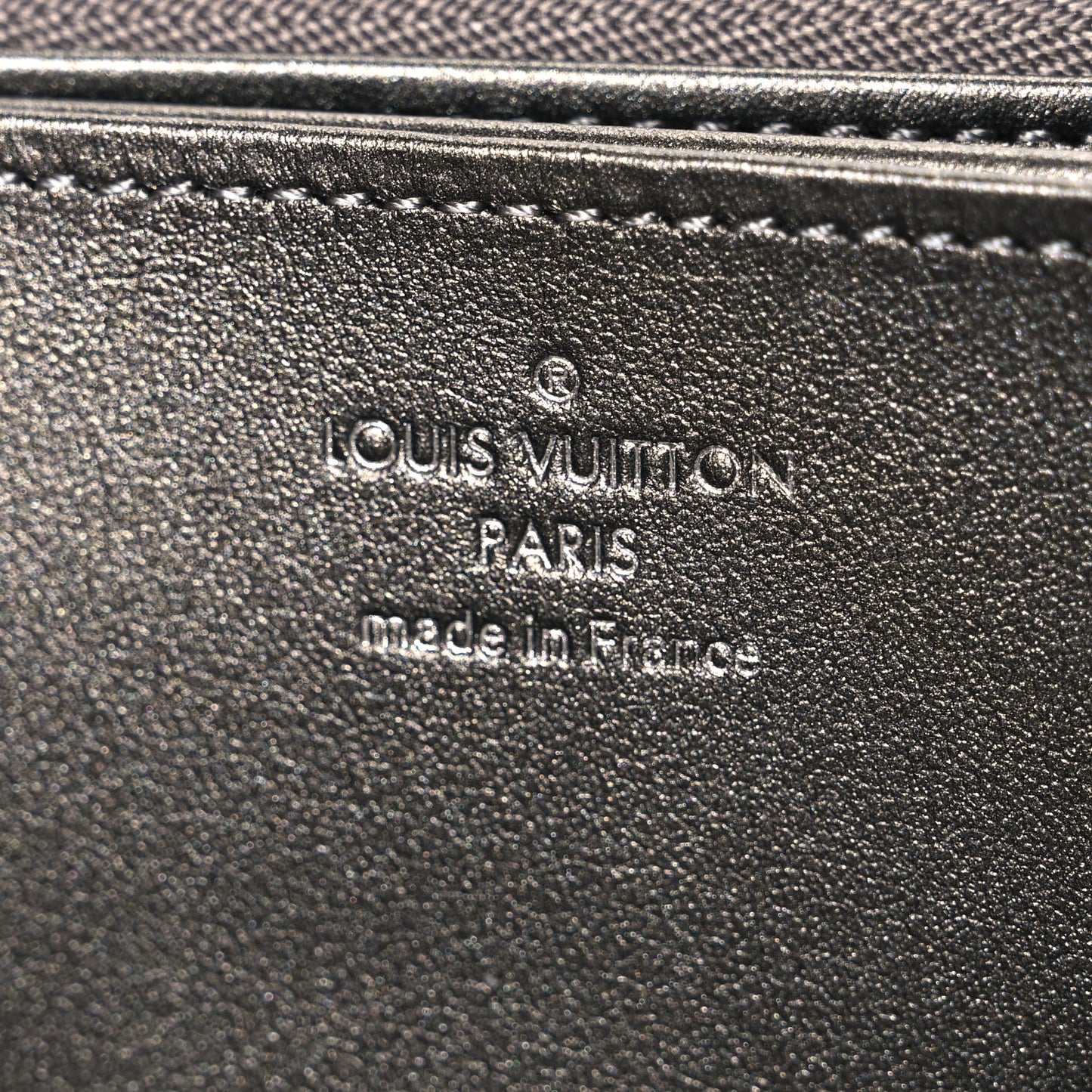 Lambskin Embossed Monogram Coussin Zippy Wallet Anthracite