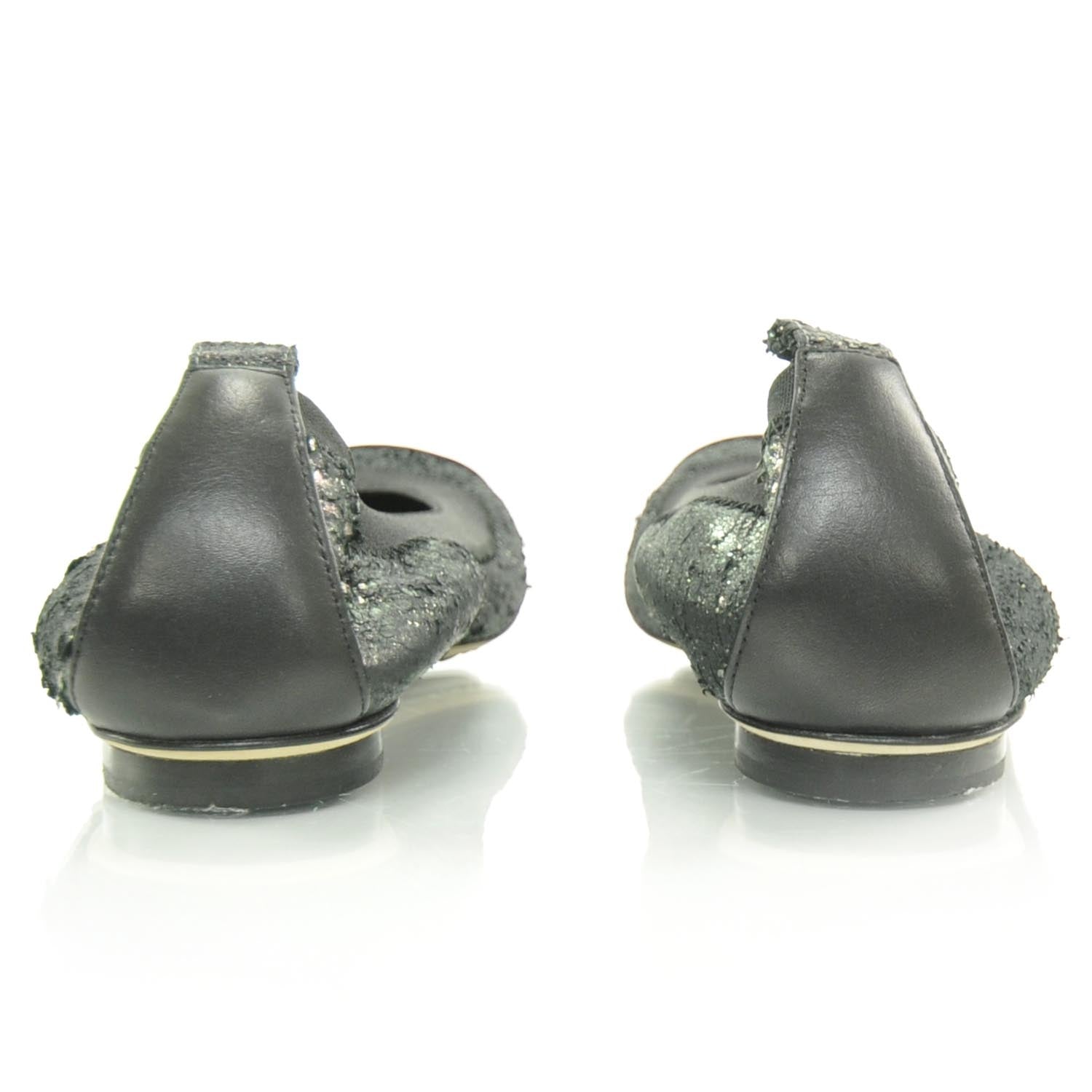 Chanel Stretch Spirit Flats 36 Dark Silver 4 of 10
