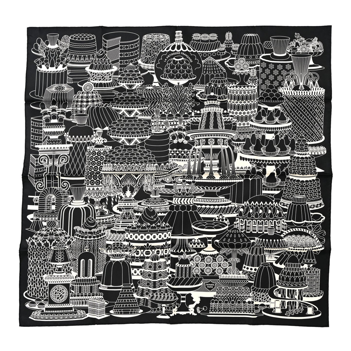 Silk La Patisserie Francaise Scarf 90 Black Creme