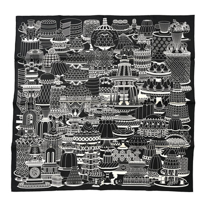 Hermes Silk La Patisserie Francaise Scarf 90 Black Creme 1 of 5