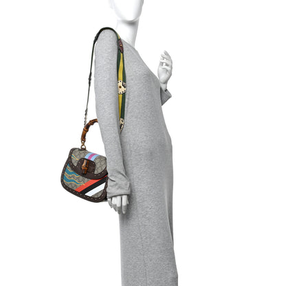 Gucci GG Supreme Monogram Studded Calfskin 100 Centennial Geometric Medium Bamboo 1947 Top Handle Bag Beige Ebony Multicolor 2 of 11