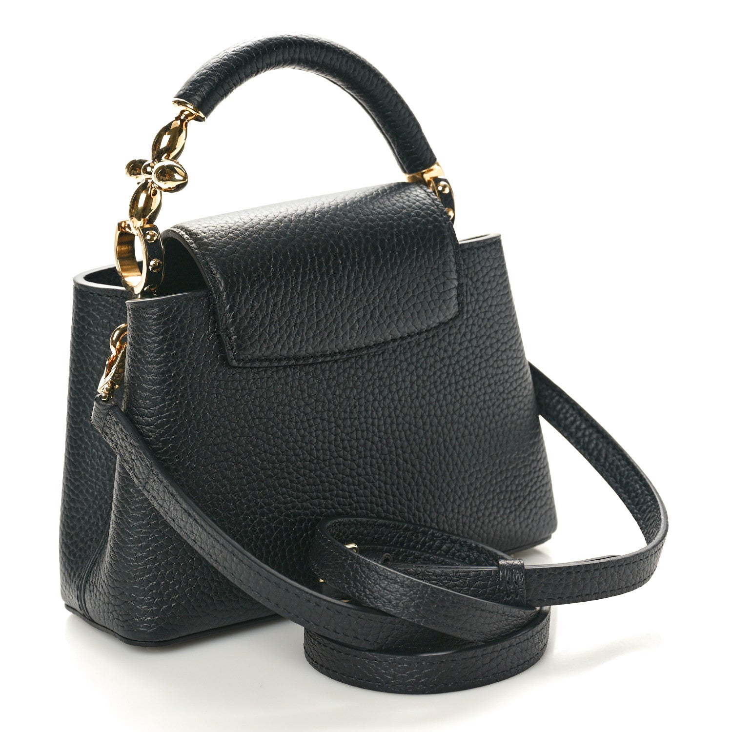 Louis Vuitton Taurillon Embellished Flower Handle Capucines Mini Black 3 of 9