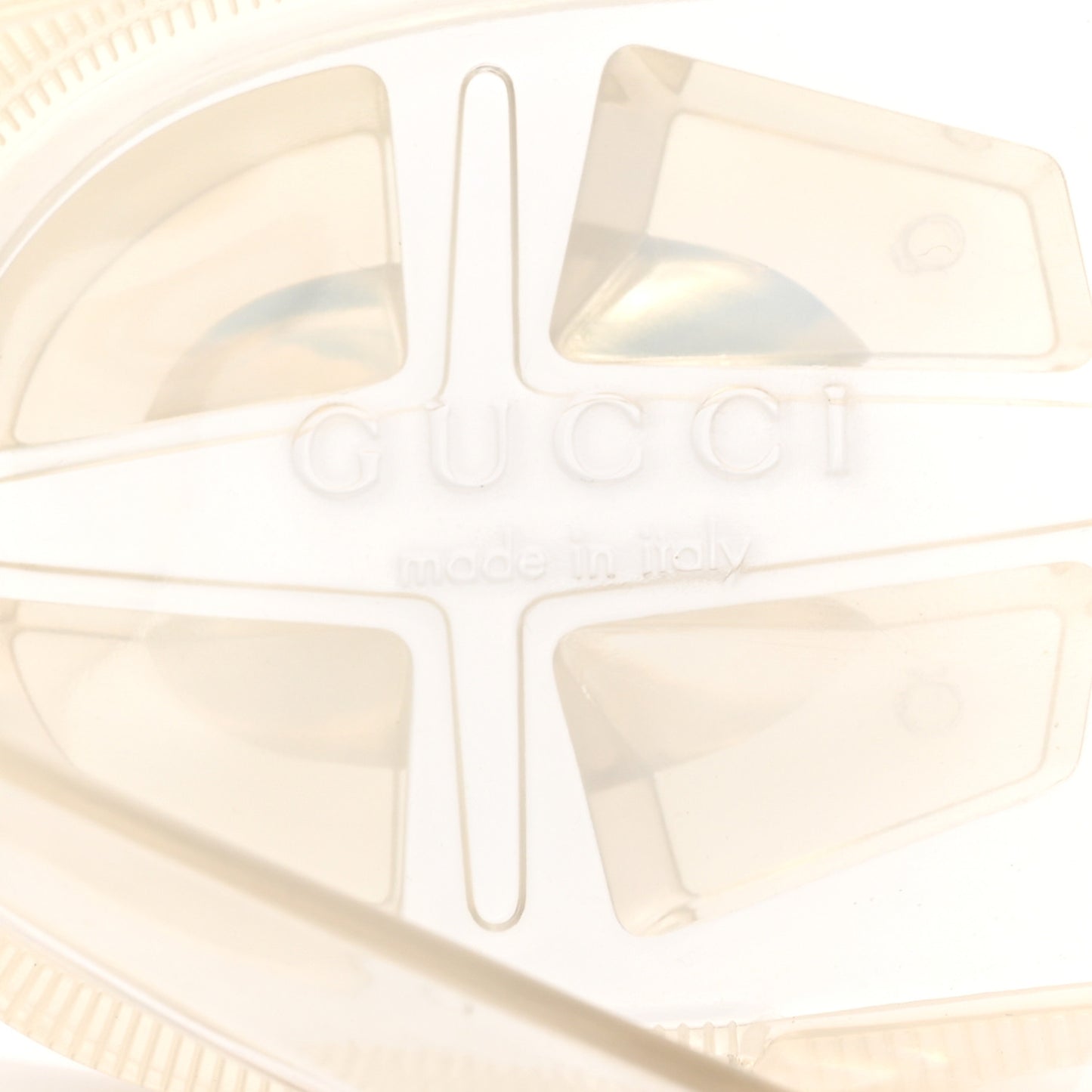 Shiny Rubber Double G Buckle Strap Sandals 38 Transparent