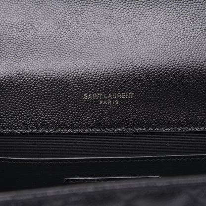 Saint Laurent Grain De Poudre Textured Mixed Matelasse Triquilt Medium Monogram Satchel Black 6 of 10