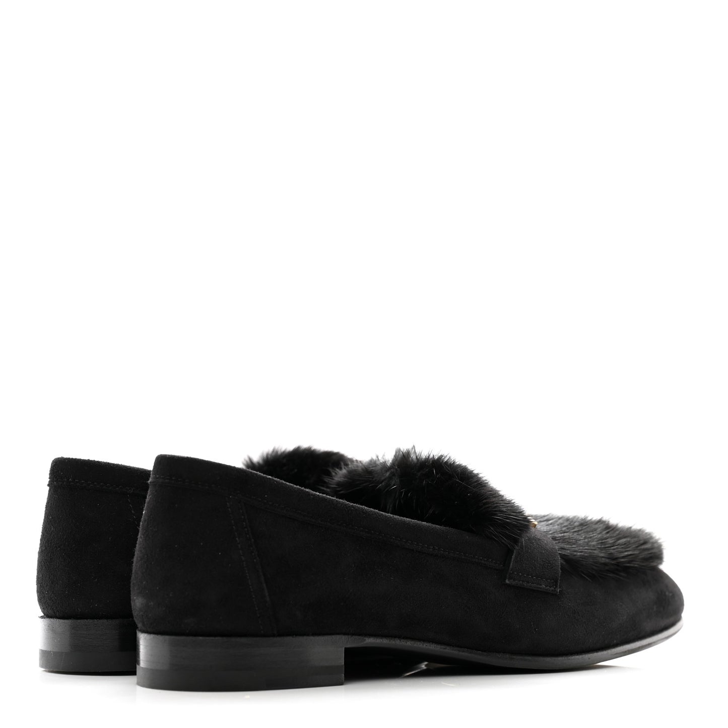 Mink Fur Suede Goatskin Paris Loafers 36 Black