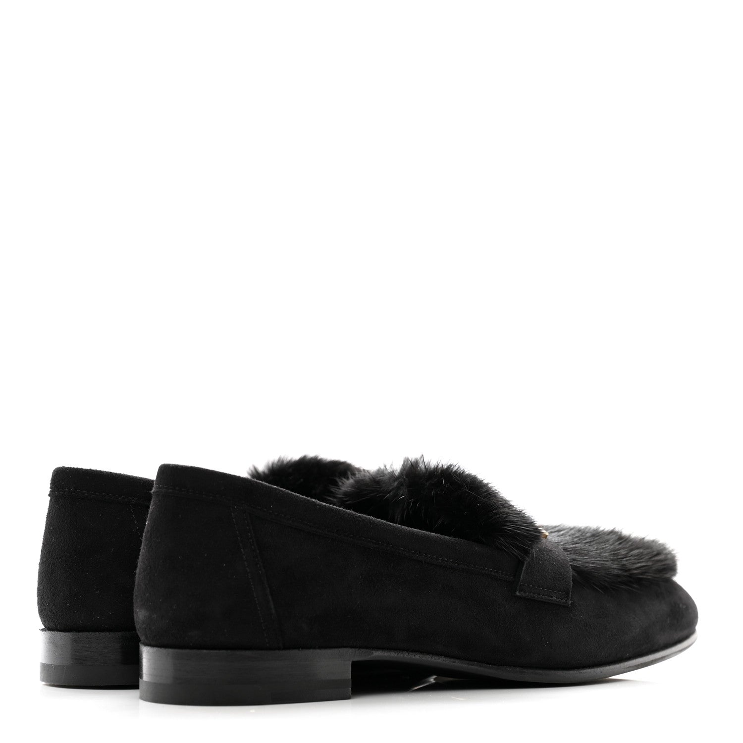 Hermes Mink Fur Suede Goatskin Paris Loafers 36 Black 4 of 9