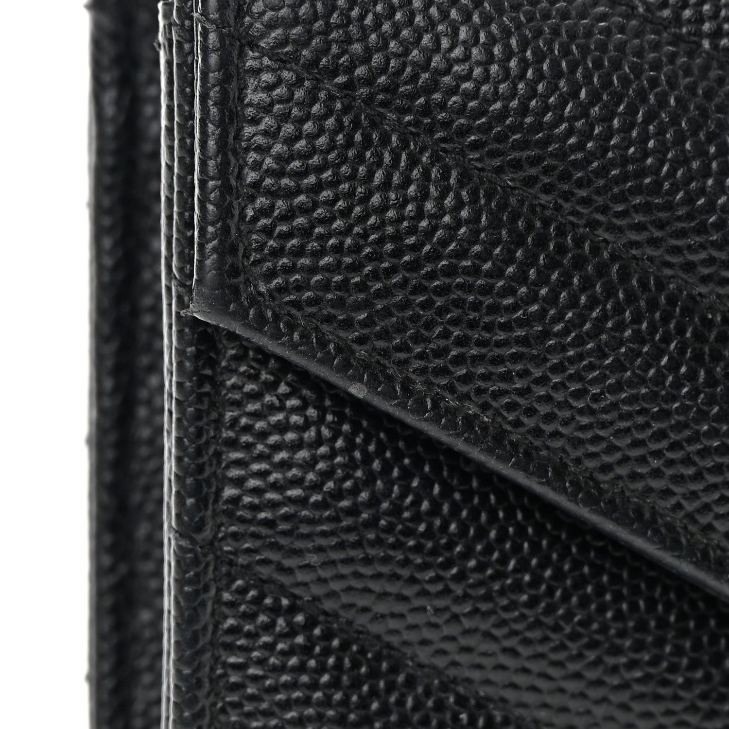 Saint Laurent Grain De Poudre Matelasse Chevron Monogram Flap Wallet Black 15 of 15