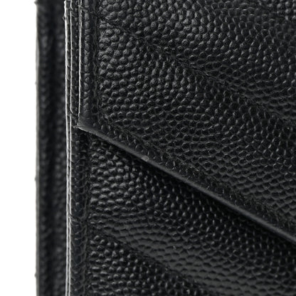 Saint Laurent Grain De Poudre Matelasse Chevron Monogram Flap Wallet Black 15 of 15