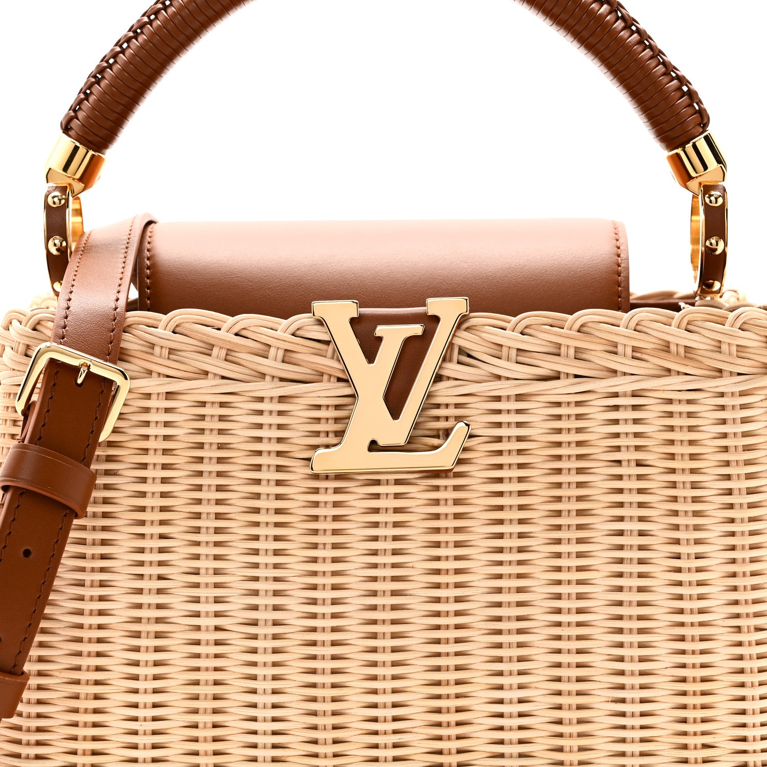 Louis Vuitton Rattan Calfskin Capucines BB Tan 7 of 9