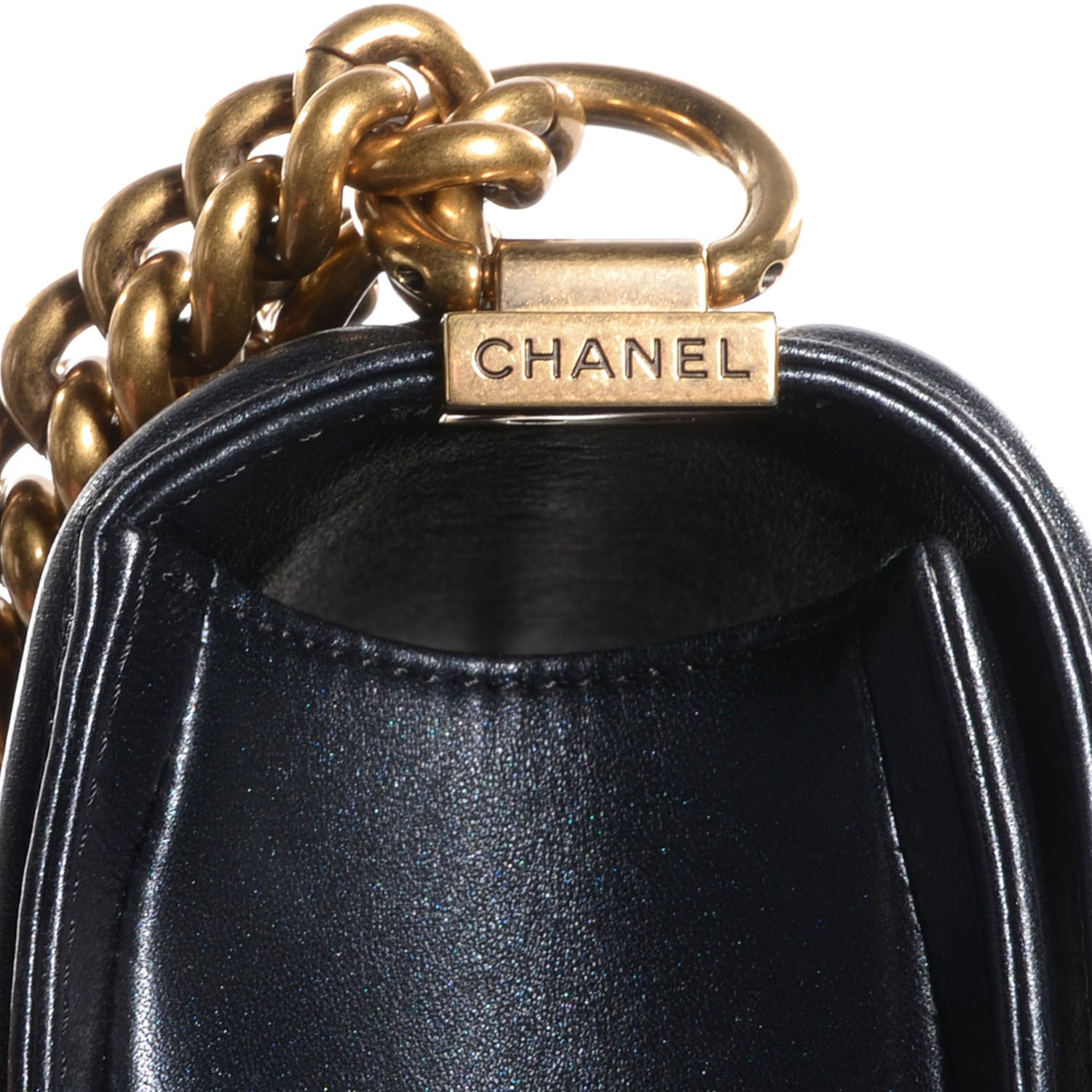 Chanel Metallic Calfskin Quilted Large Boy Flap Black 8 of 10