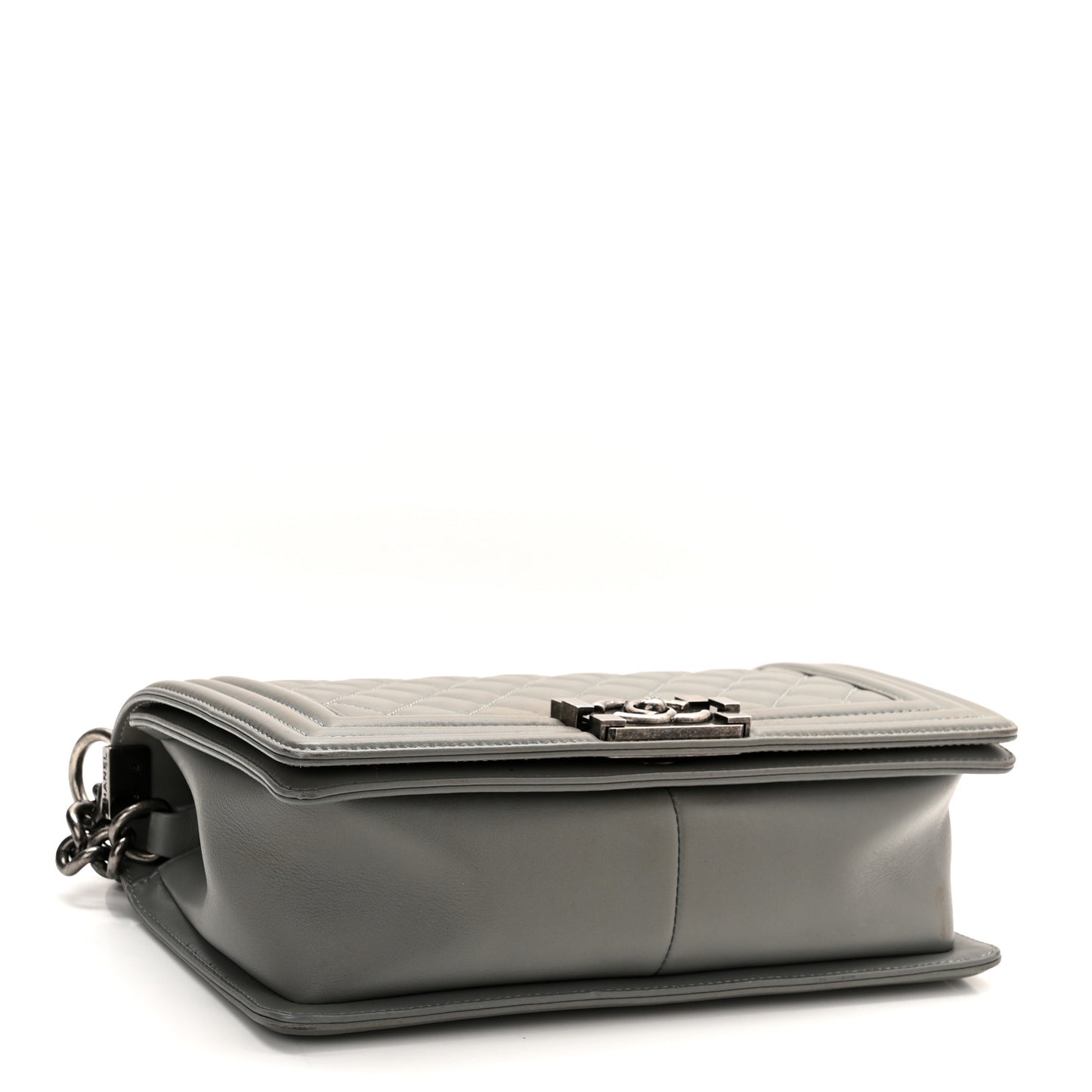 Lambskin Quilted Medium Boy Flap Grey