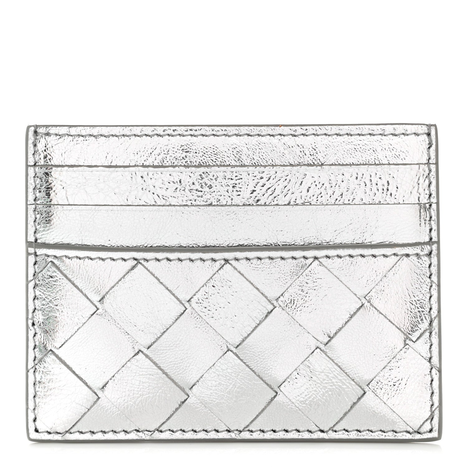 Bottega Veneta Metallic Nappa Intrecciato Card Holder Silver 1 of 8