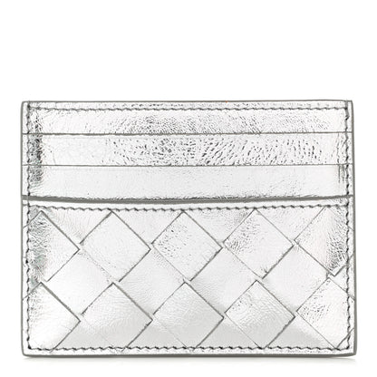 Bottega Veneta Metallic Nappa Intrecciato Card Holder Silver 1 of 8