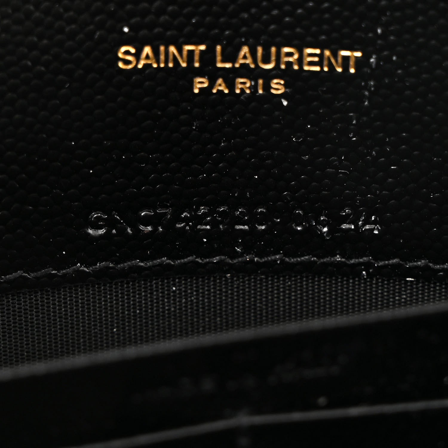 Saint Laurent Grain De Poudre Matelasse Chevron Monogram Envelope Chain Wallet Black 7 of 12