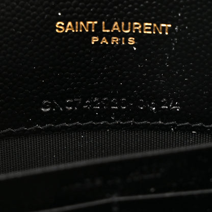 Saint Laurent Grain De Poudre Matelasse Chevron Monogram Envelope Chain Wallet Black 7 of 12