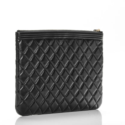 Chanel Lambskin Quilted Medium Boy Cosmetic Case Black 3 of 7