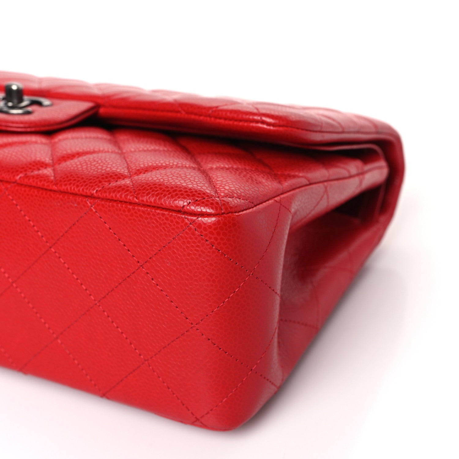 Chanel Caviar Quilted Jumbo Double Flap Red 9 of 9