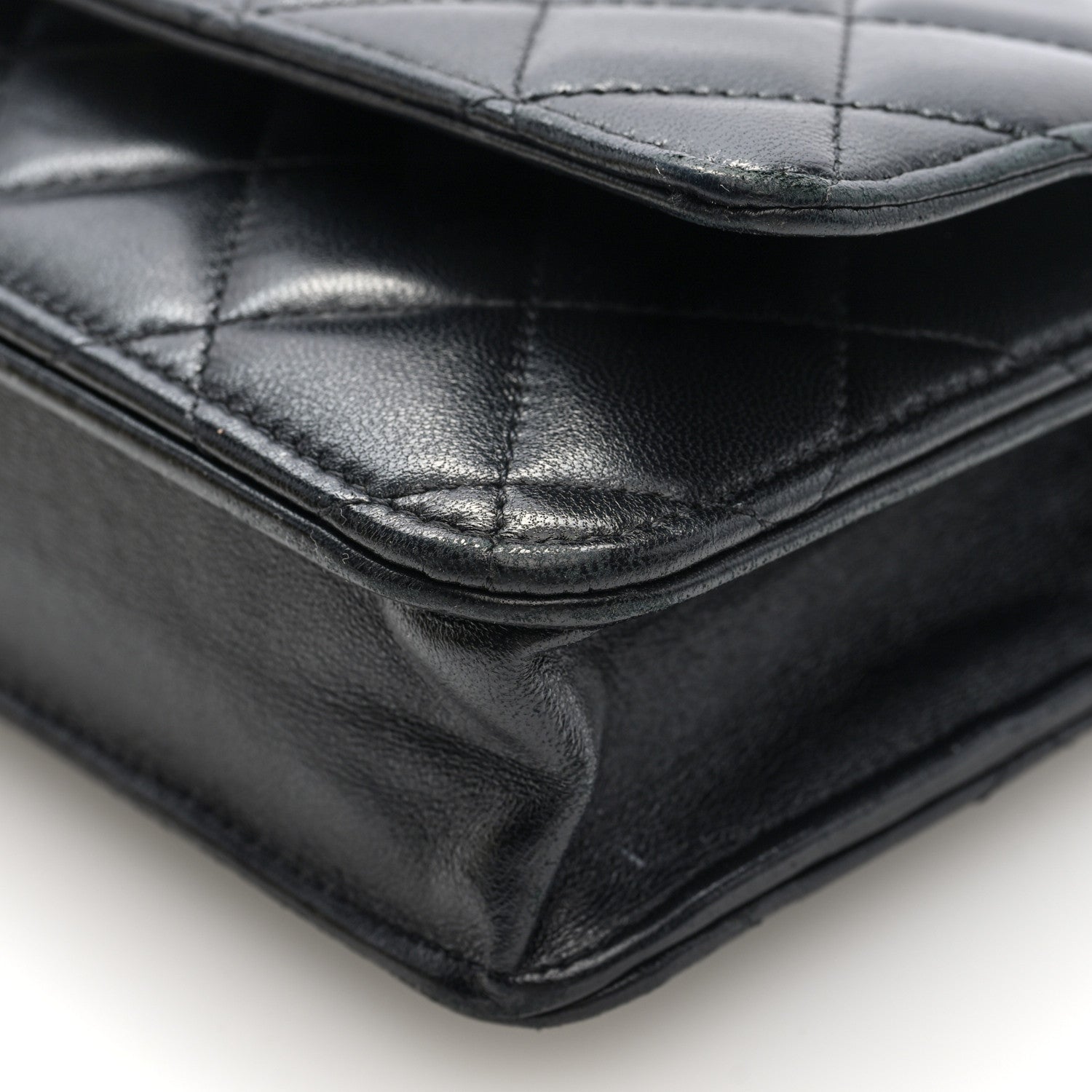 Chanel Lambskin Quilted CC Pearl Crush Wallet on Chain WOC Black 9 of 9