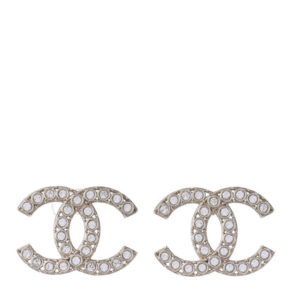 Chanel Crystal CC Stud Earrings Gold 1 of 3