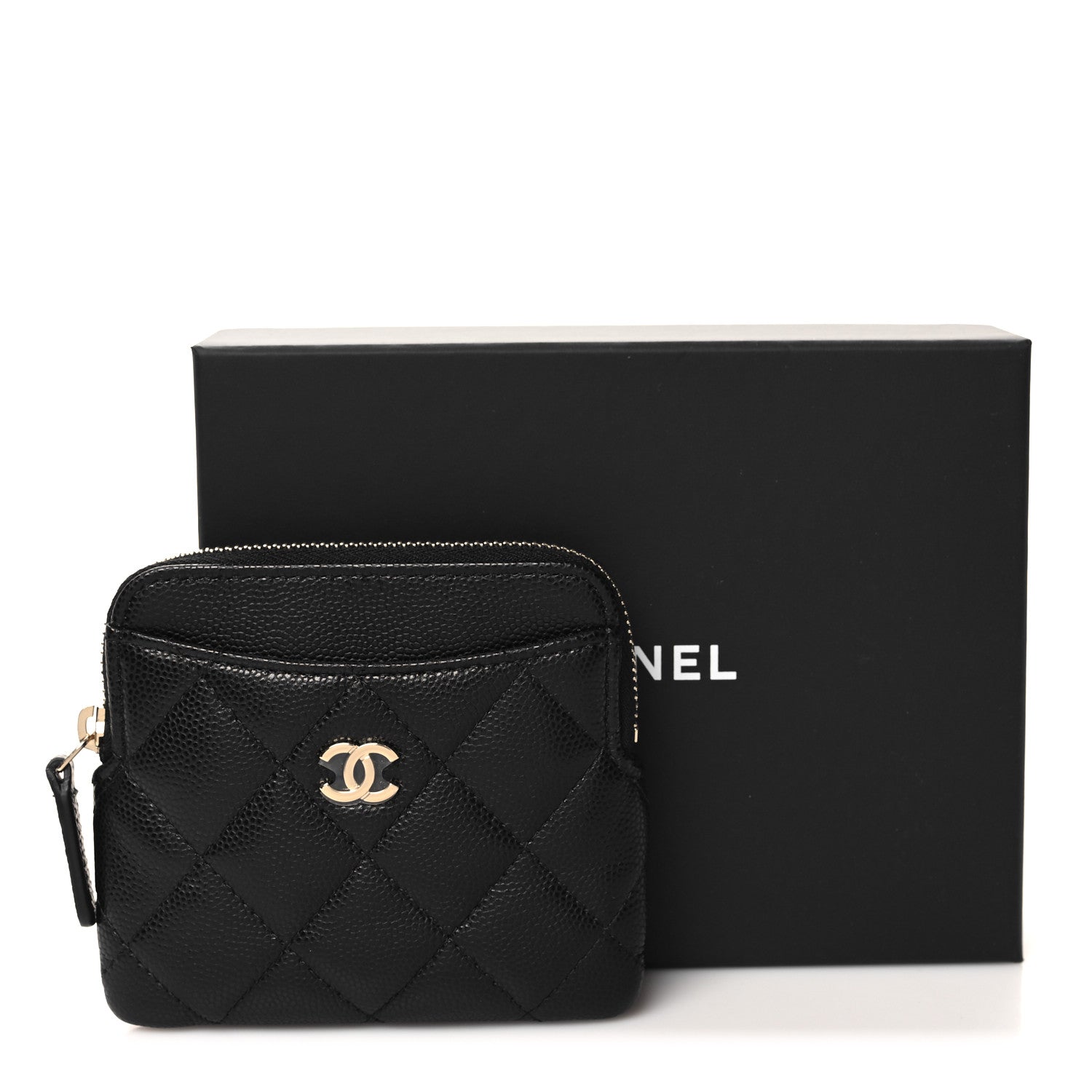 Chanel Caviar Quilted Zip Card Holder Wallet Black 8 of 8