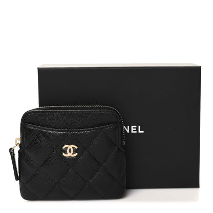 Chanel Caviar Quilted Zip Card Holder Wallet Black 8 of 8