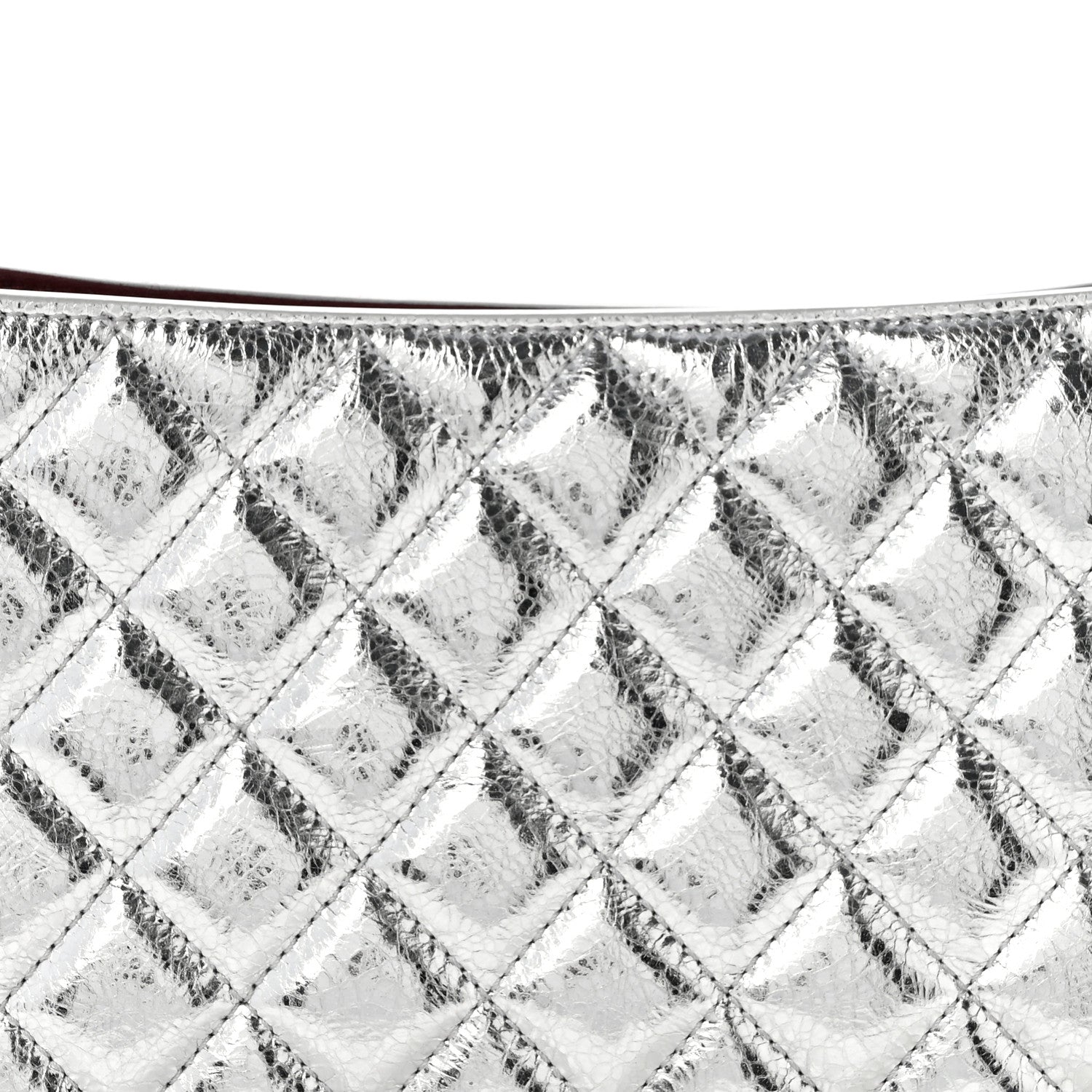 Chanel Metallic Crackled Calfskin Quilted Hobo Silver 8 of 10