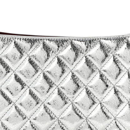 Chanel Metallic Crackled Calfskin Quilted Hobo Silver 8 of 10