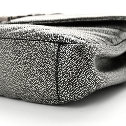 Saint Laurent Metallic Grain De Poudre Matelasse Chevron Monogram Medium College Bag Gunmetal 10 of 10