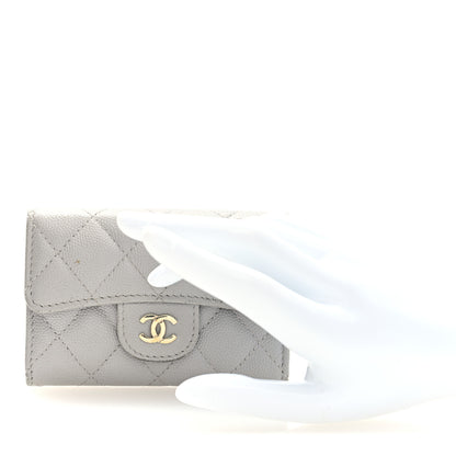 Chanel Caviar Quilted Flap Card Holder Wallet Grey 2 of 8